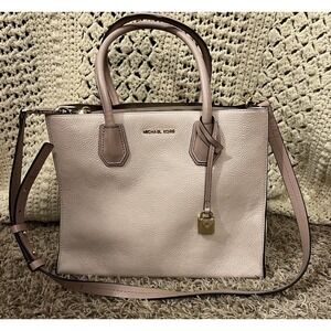 Michael Kors Mercer Powder Blush Leather Large Convertible Tote Shoulder Bag